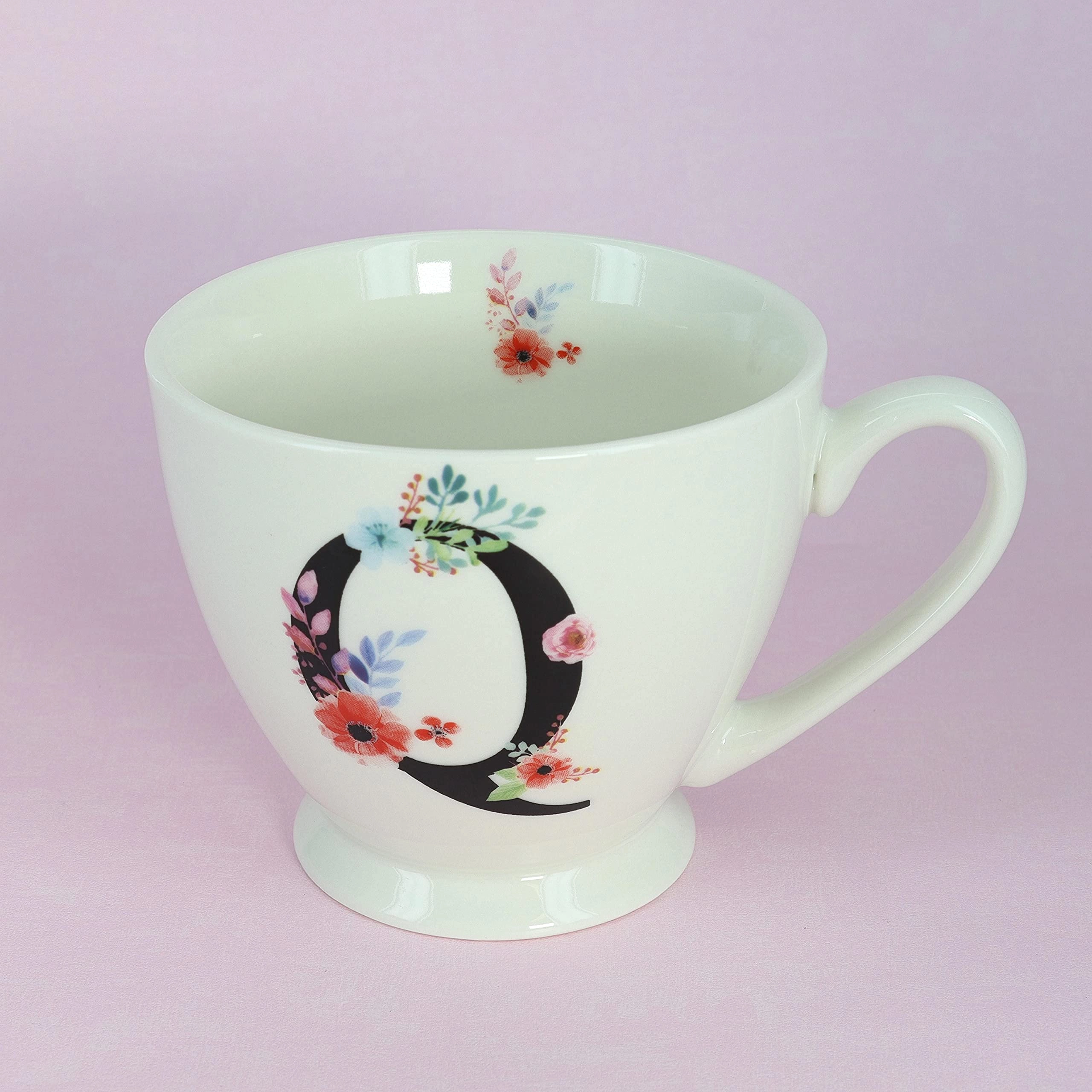 Blossom Monogram Ceramic Mug - 1 pcs - Alphabet - 450 ml