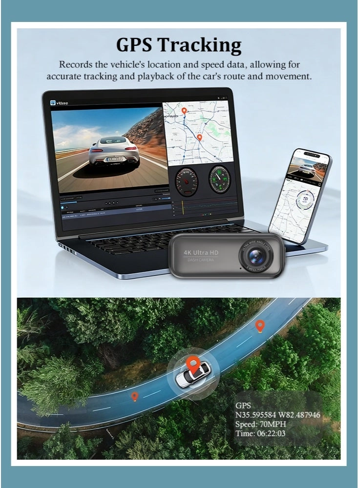 Dash Cam Dual Channel Car Camera - 4K 1080P