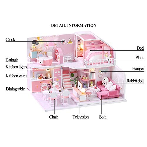 Pinellia Time DIY dollhouse kit - Pink with LED light