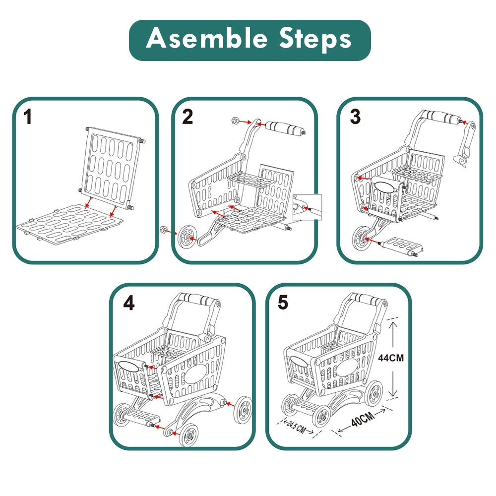 Eazy Kids Role Play Market Shopping Cart - 56 pcs (SAB-LS_DIYSC_BU)