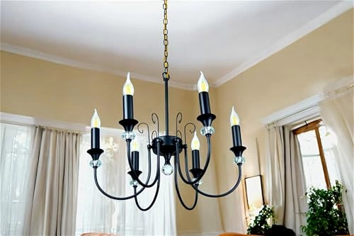 Antique Style Chandelier - Black 5 Candle Lights