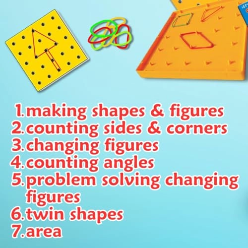 Let’s Learn Geometry With Geoboard Board Game - 6 years and up 24 pieces