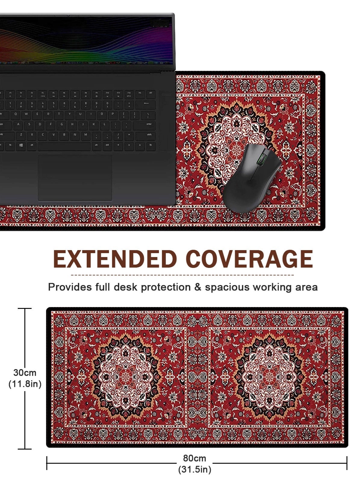 Pattern Extended Rubber Gaming Mouse Pad - 80x30 cm