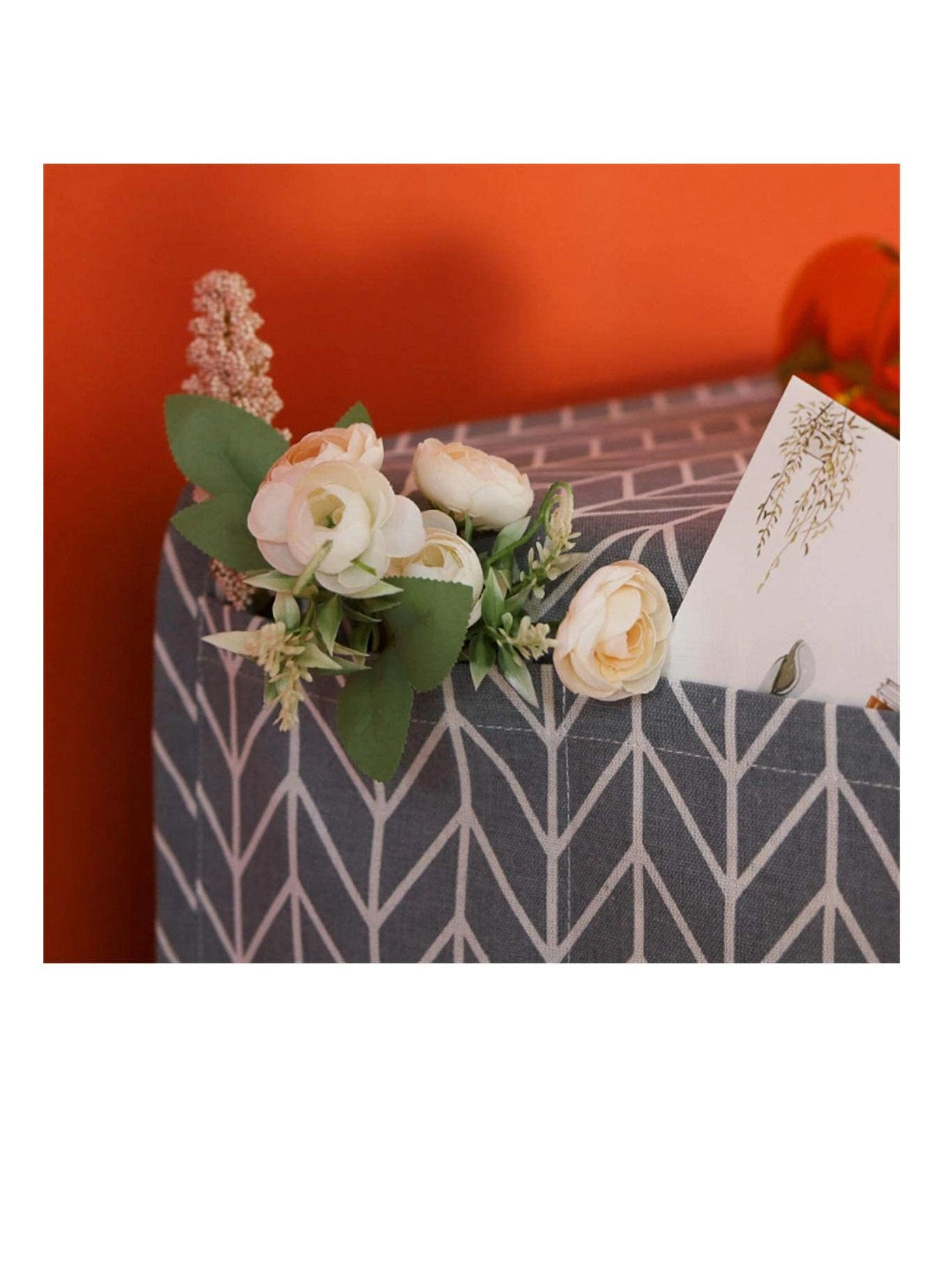 Microwave Oven Cover - Dustproof Protector with Side 4 Storage Organizer Bags 11.8x35.4" (Gray Triangle)