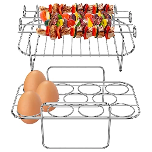 Egg Steamer Rack + Silicone Mat + Skewer Rack - 304 Stainless Steel 2Pcs