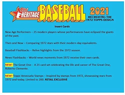 2021 Heritage Baseball Blaster Box - 72pcs