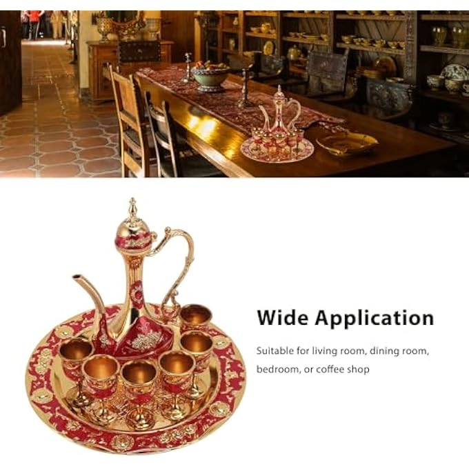 Turkish Coffee Pot Set - 6 Cups 1 Tray Zinc Alloy