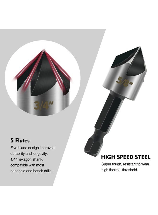 CDB-5PCS - High Speed Steel 5PCS 1/4 3/8 1/2 5/8 3/4 inch