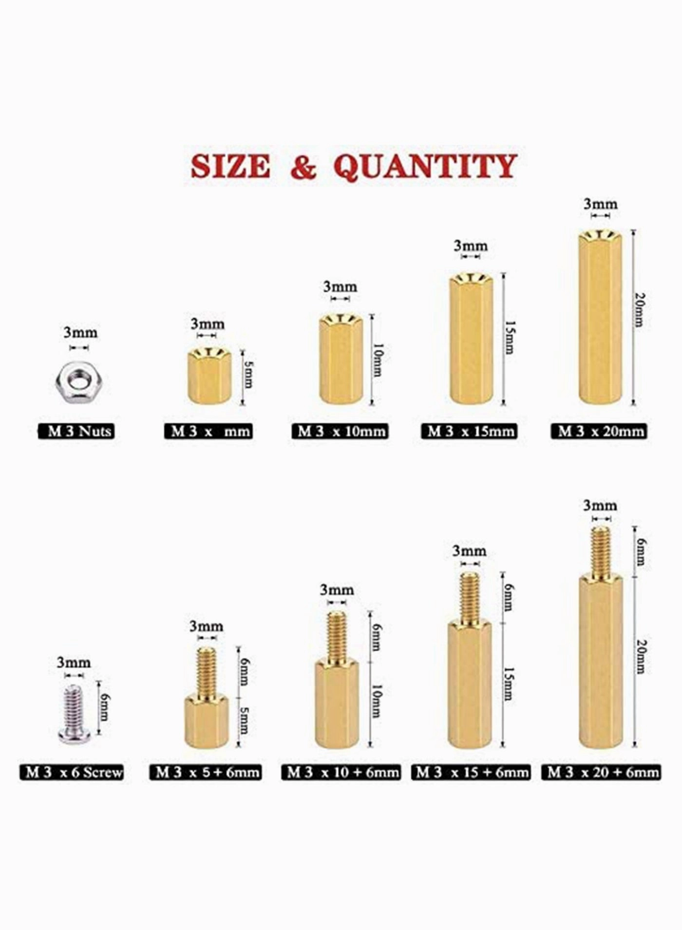 Pcb Hex Standoffs - 5 mm 10 mm 15 mm 20 mm 6 mm