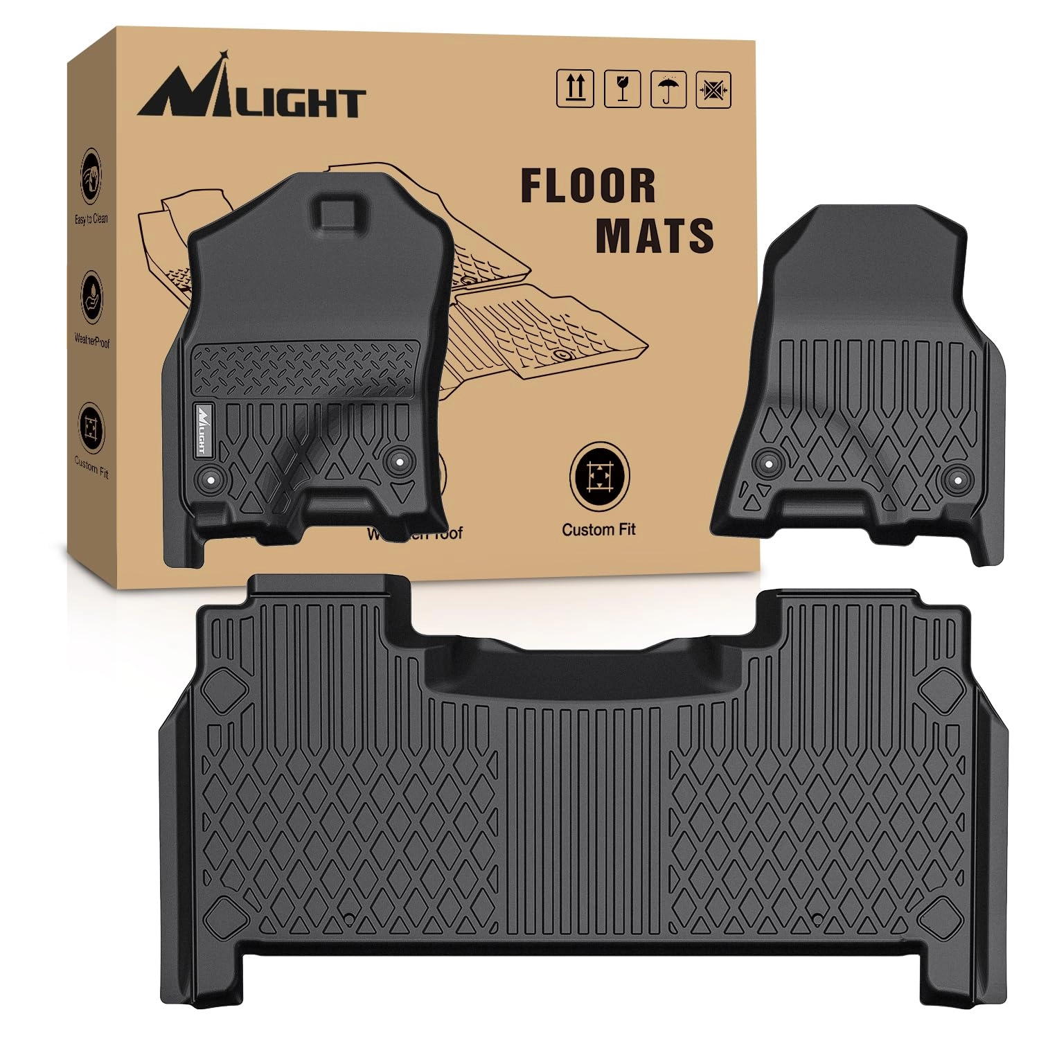 TPE Floor Mats - Dodge Ram 1500 New Body Crew Cab 2019-2024 Rear Storage Box