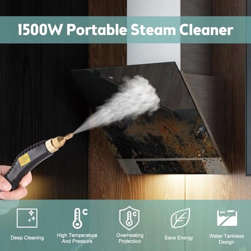 Handheld Steam Cleaner - 1500W 3 Brush Heads