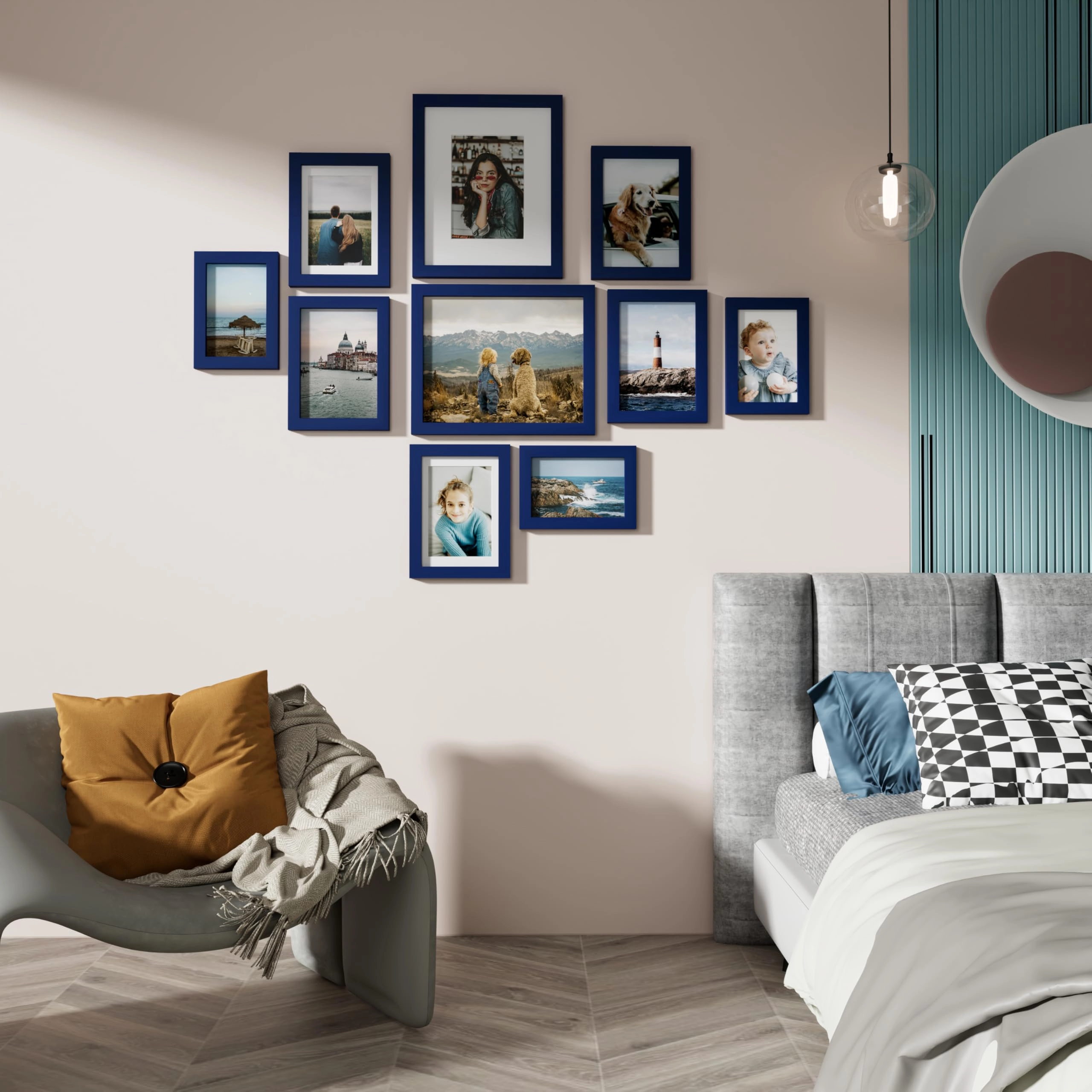 Picture Frames Set - 10 Pack Rustic Grey