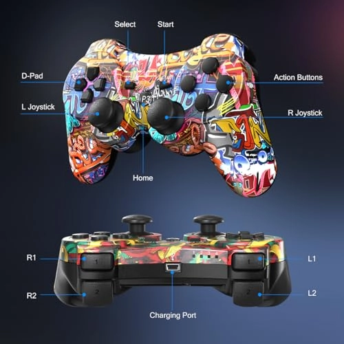 Wireless Controller for PS3 - Black White 2 Pack