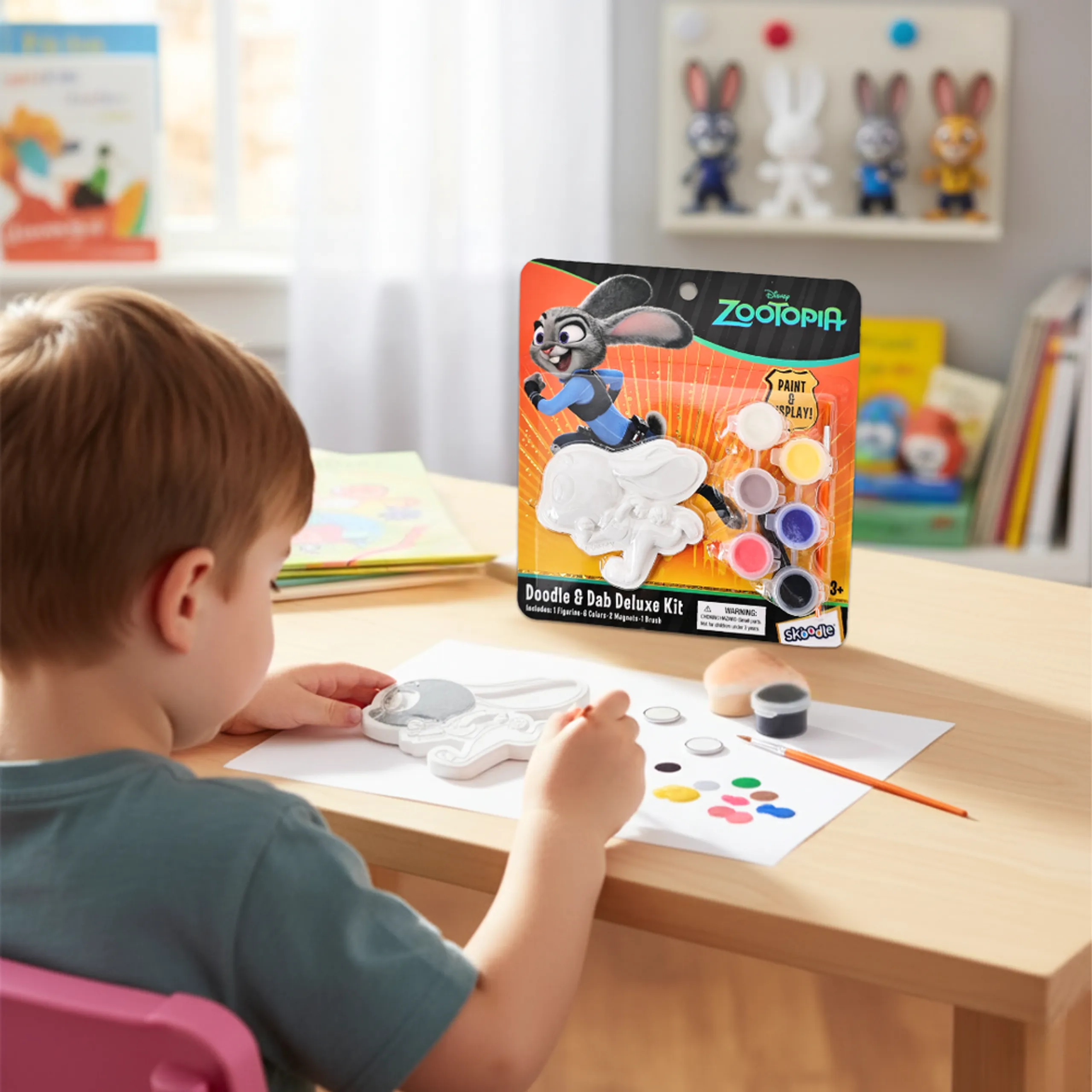 Zootopia Paint Your Own Judy Hopps Figurine Kit - 1 Figure 6 Colors 2 Magnets 1 Brush