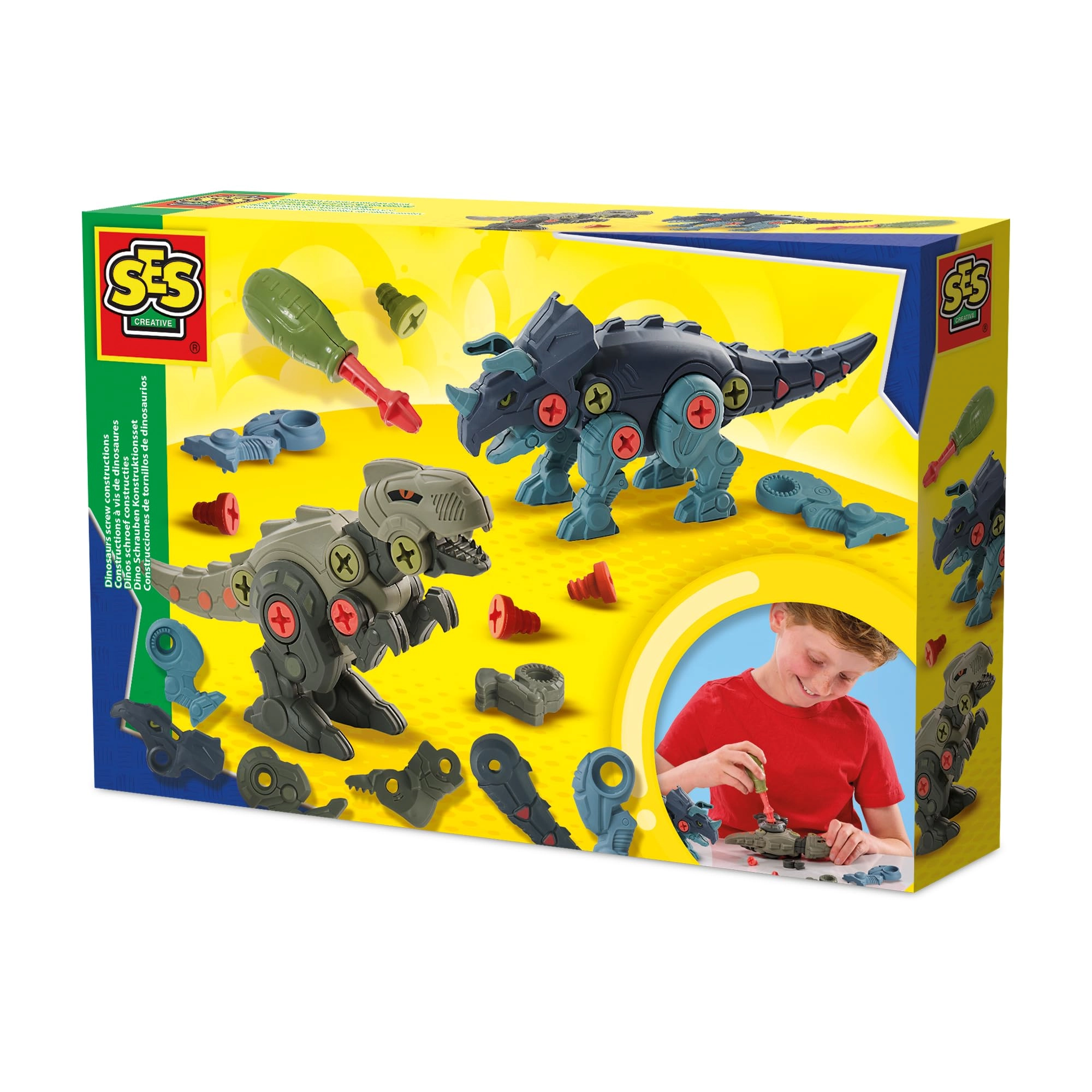 SES Creative Dino Screw Constructions (14291) - Build a T-Rex and Triceratops