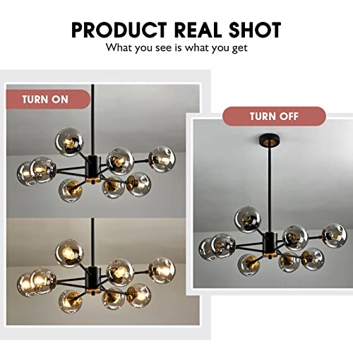 8-Light Glass Globe Sputnik Chandelier - 39.37"