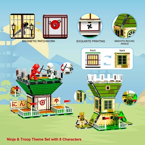 2-In-1 Magnetic Tiles - Ninja & Troop 102 pcs