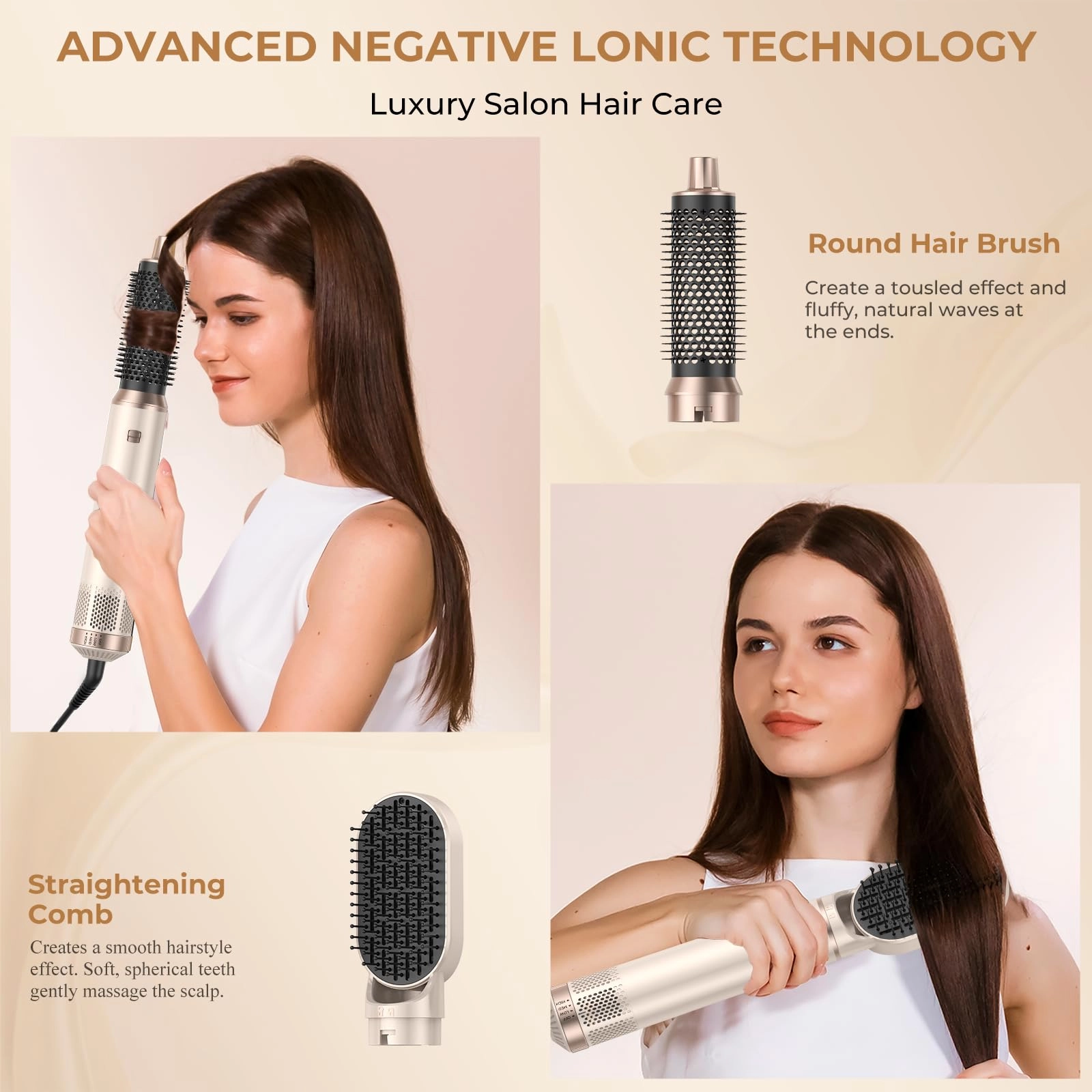 5 in 1 Blow Dryer Brush - Green Gold 800 watts