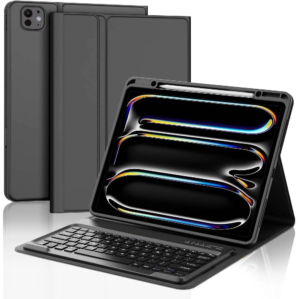 Keyboard Case with Magnetic Stand and Apple Pencil Storage for iPad M4 Pro 13-inch