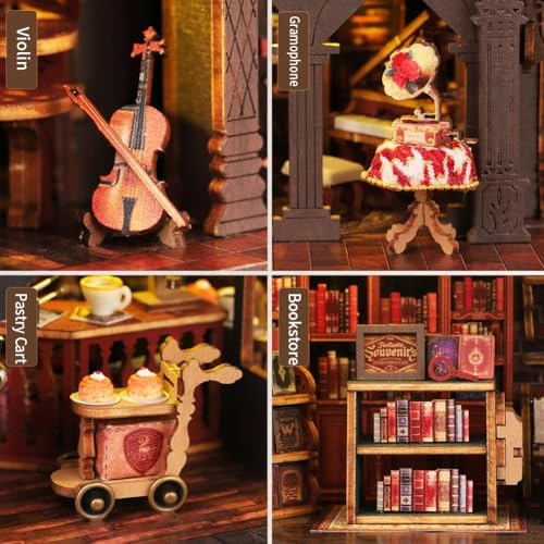 3D Wooden Puzzle Bookshelf Insert - Library of Books 1:24