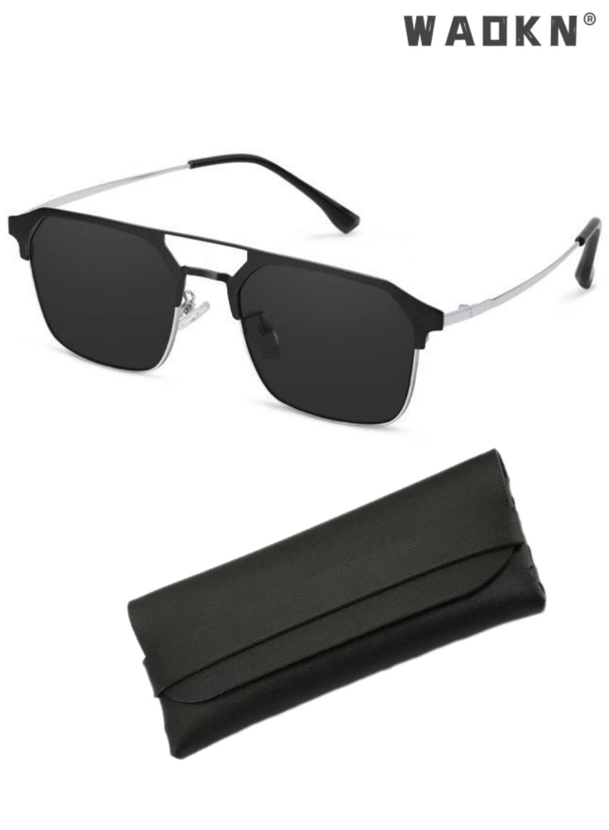 Aviator Polarized Sunglasses - 62 mm Black Gray