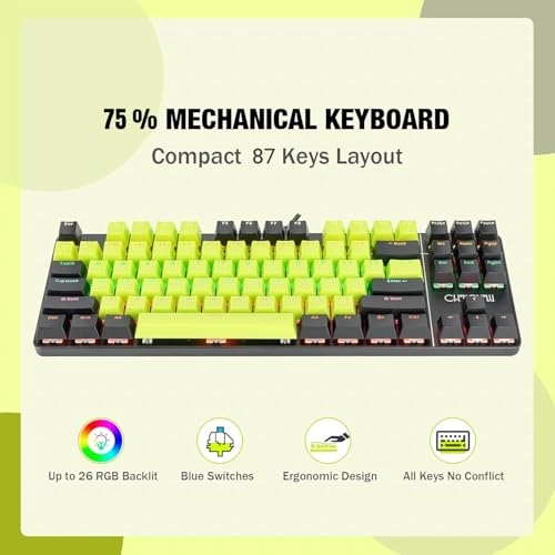 75% Mechanical Gaming Keyboard + Ergonomic Gaming Mouse - Wired