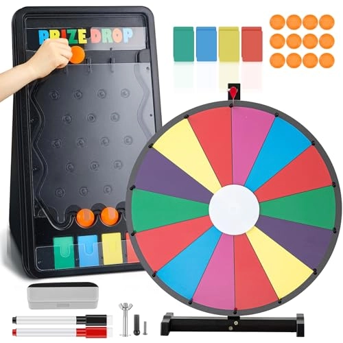 Spinning Prize Wheel - 24" + Foldable Prize Drop Board - 25"x 14" Adult