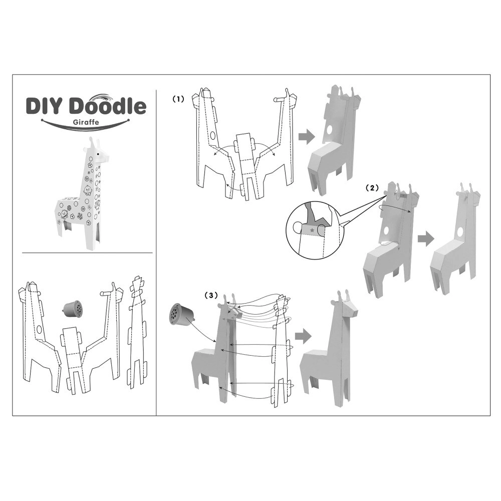 DIY Doodle Coloring Giraffe - 6 pcs