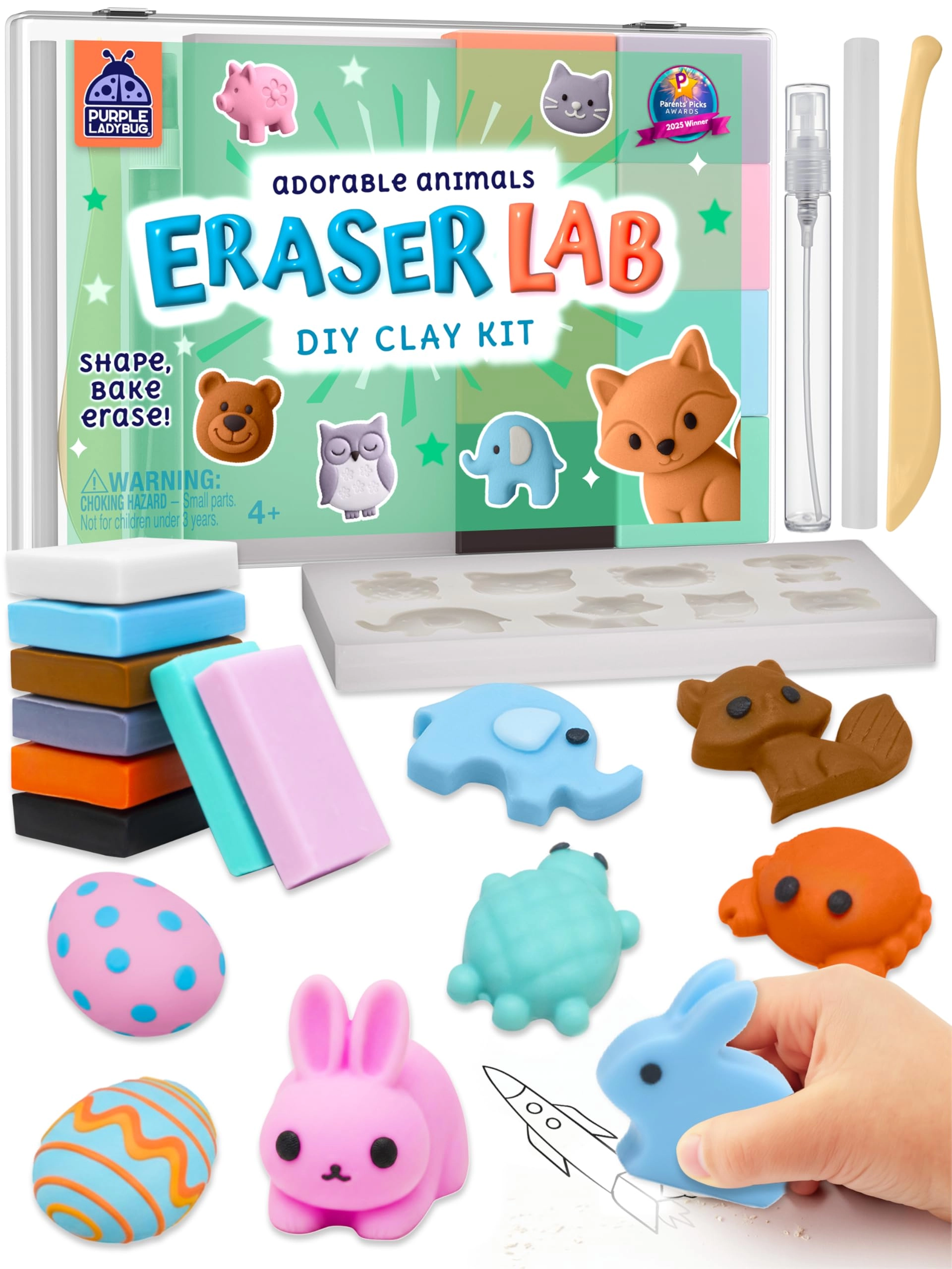 purple ladybug EraserLab DIY Clay Kit - 5+ years 8 pcs