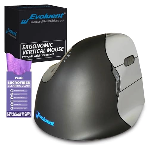 VerticalMouse 4 - USB Wired + Microfiber Cleaning Cloth
