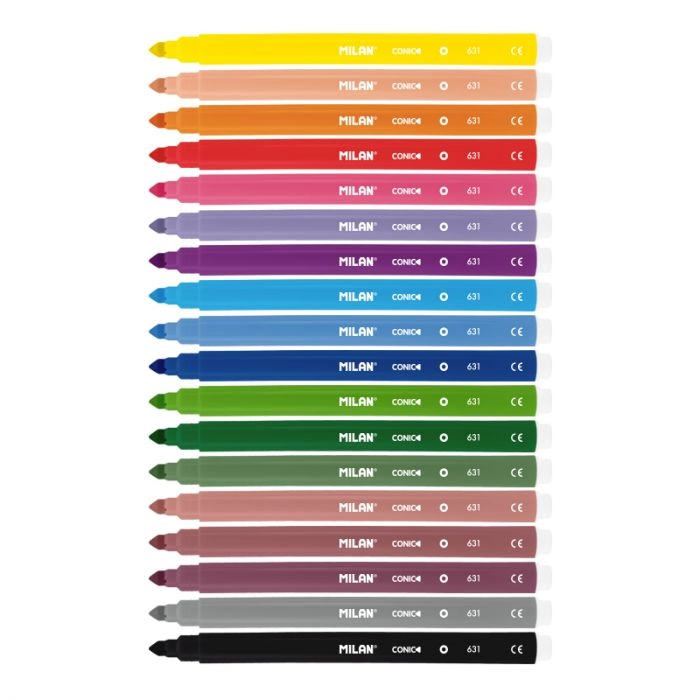 Conical Tip Fibre Pens - 18 Pcs