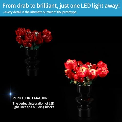 Led Light Kit for Lego Rose Bouquet Set (10328-rc-FBA) - RC Version Red