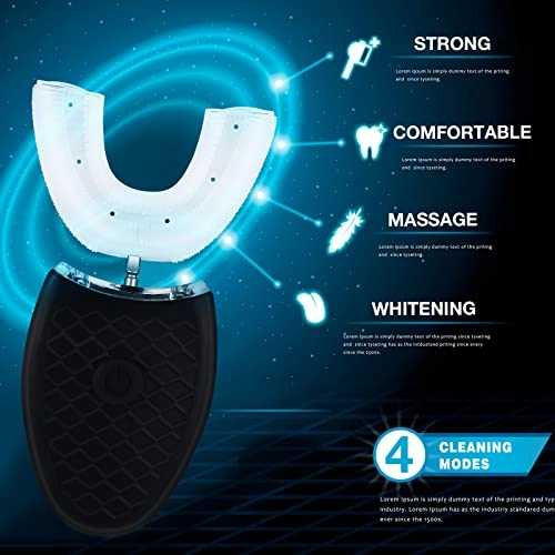 Ultrasonic Electric Toothbrush - 2 Pieces U Shaped 3 Brush Heads Bundle