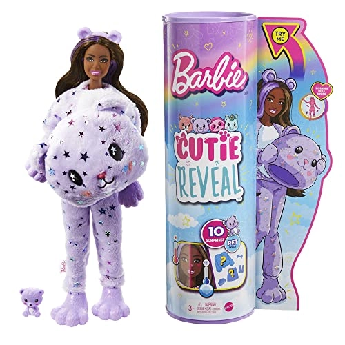 Barbie Cutie Reveal Fantasy Series Doll - 10 Surprises Teddy Bear Plush Color Change Ages 3+