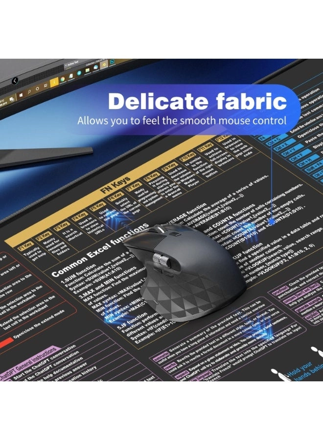 Excel Cheat Sheet XL Cloth Gaming Mouse Pad - 80x30 cm