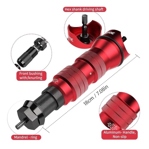 Rivet Nut Drill Adapter Kit - 6 Interchangeable Heads 150 Nuts 18V-24V