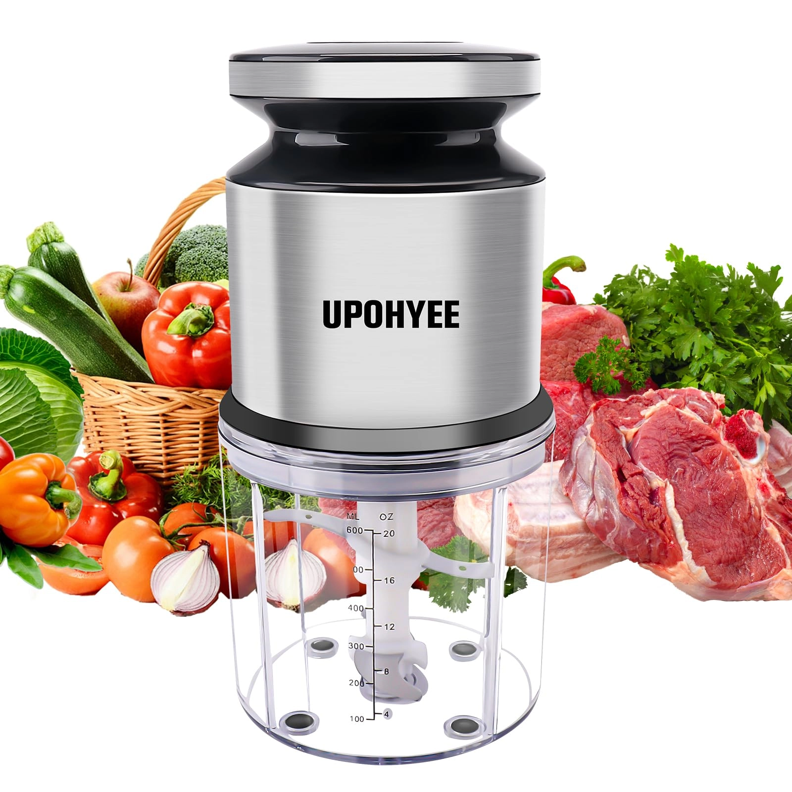 UPOHYEE Meat Mincer - 400W 600 ml 4 Blades