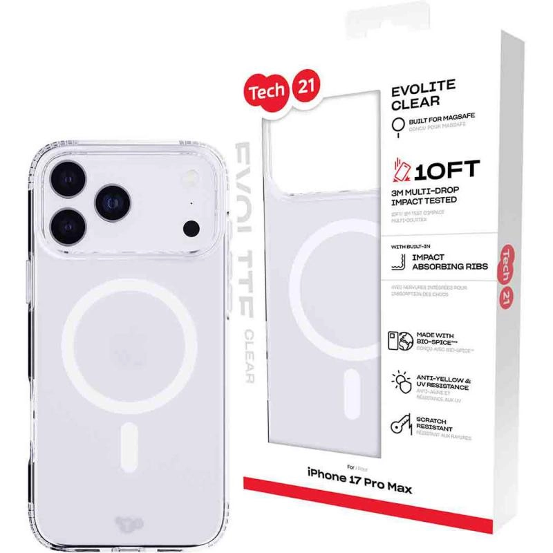 Tech21 EvoLite Back Cover Mobile Case with MagSafe for iPhone 17 Pro Max