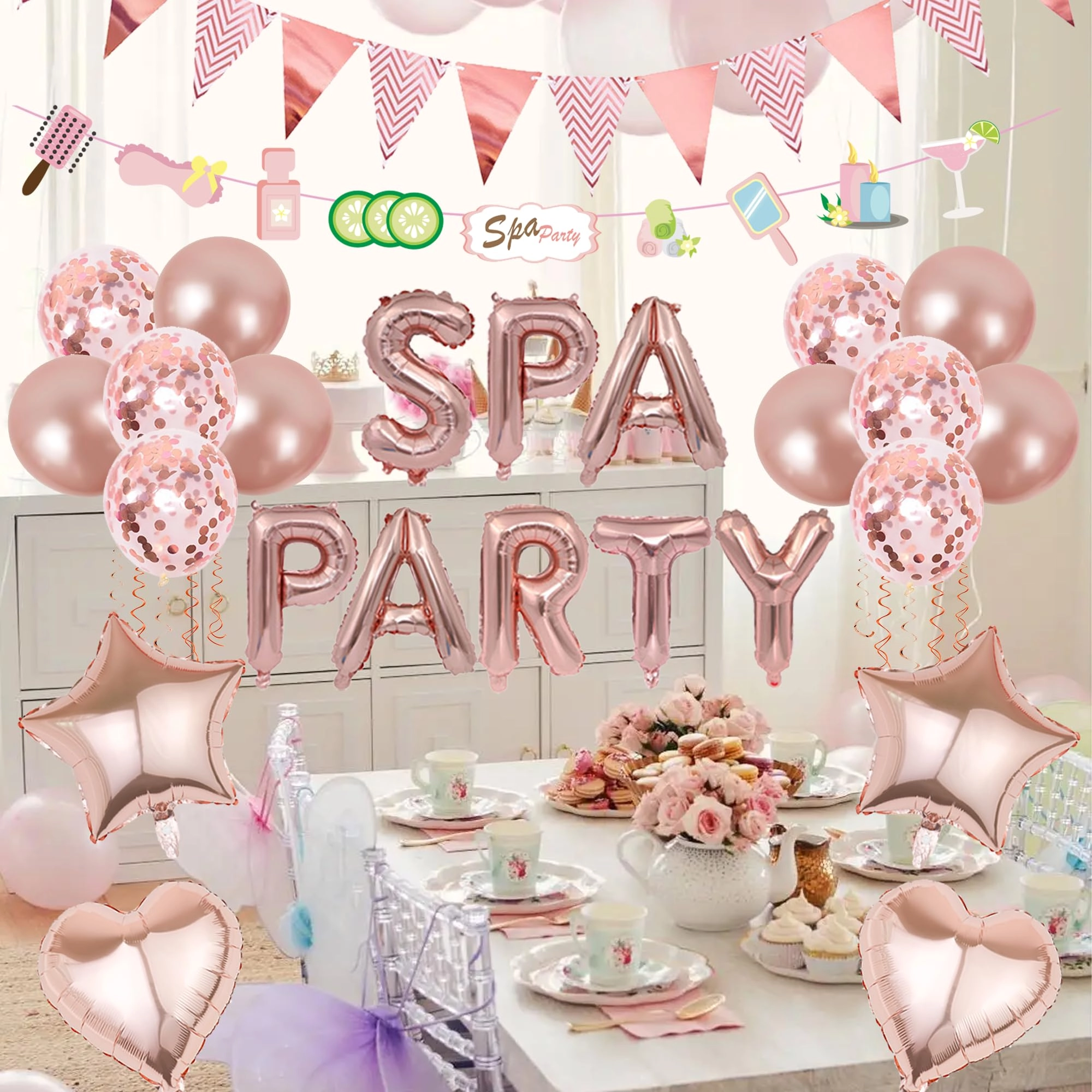 Spa Birthday Balloon Banner - 37.0 Count Birthday