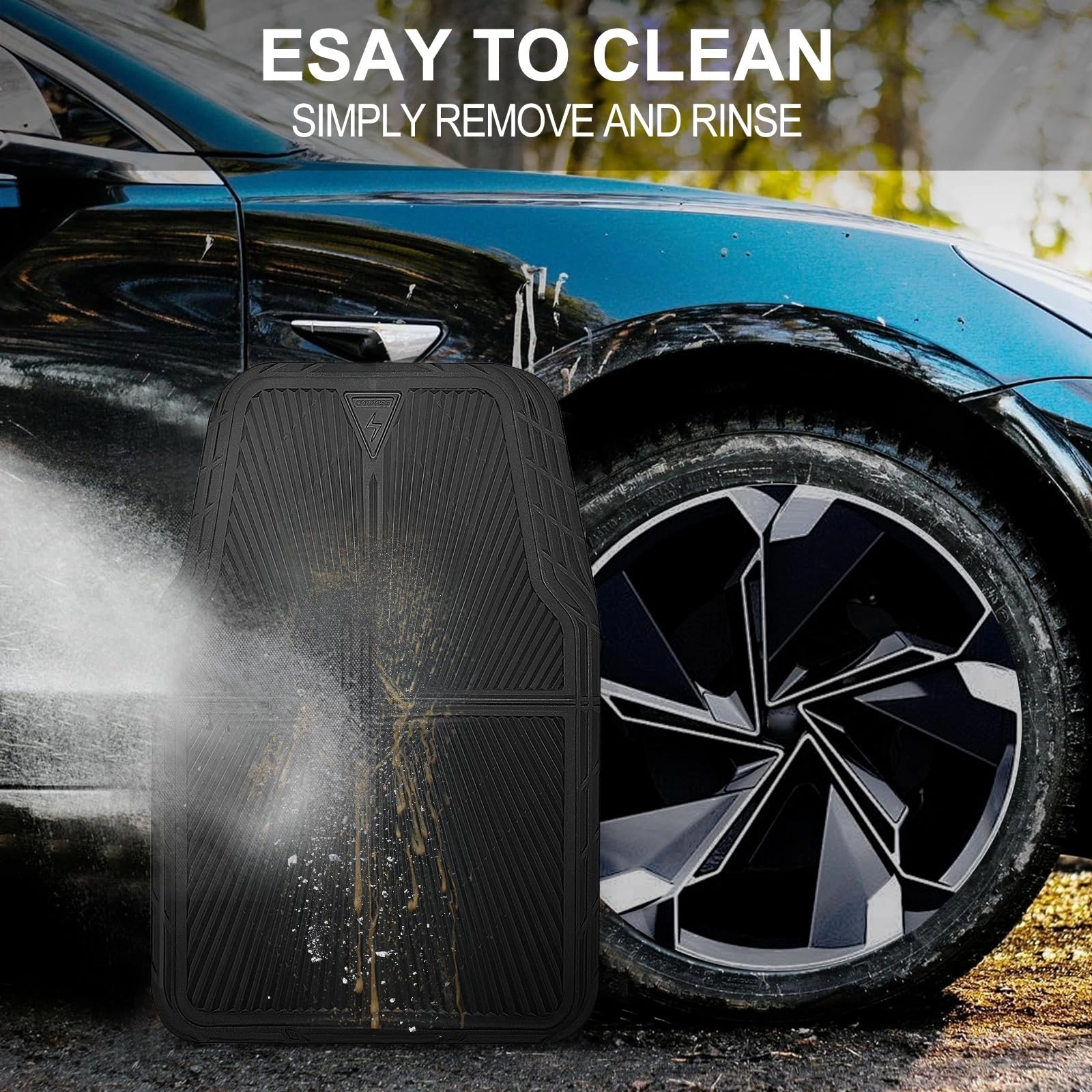 Rubber Floor Mats - All Weather Trim-to-Fit 3-Piece