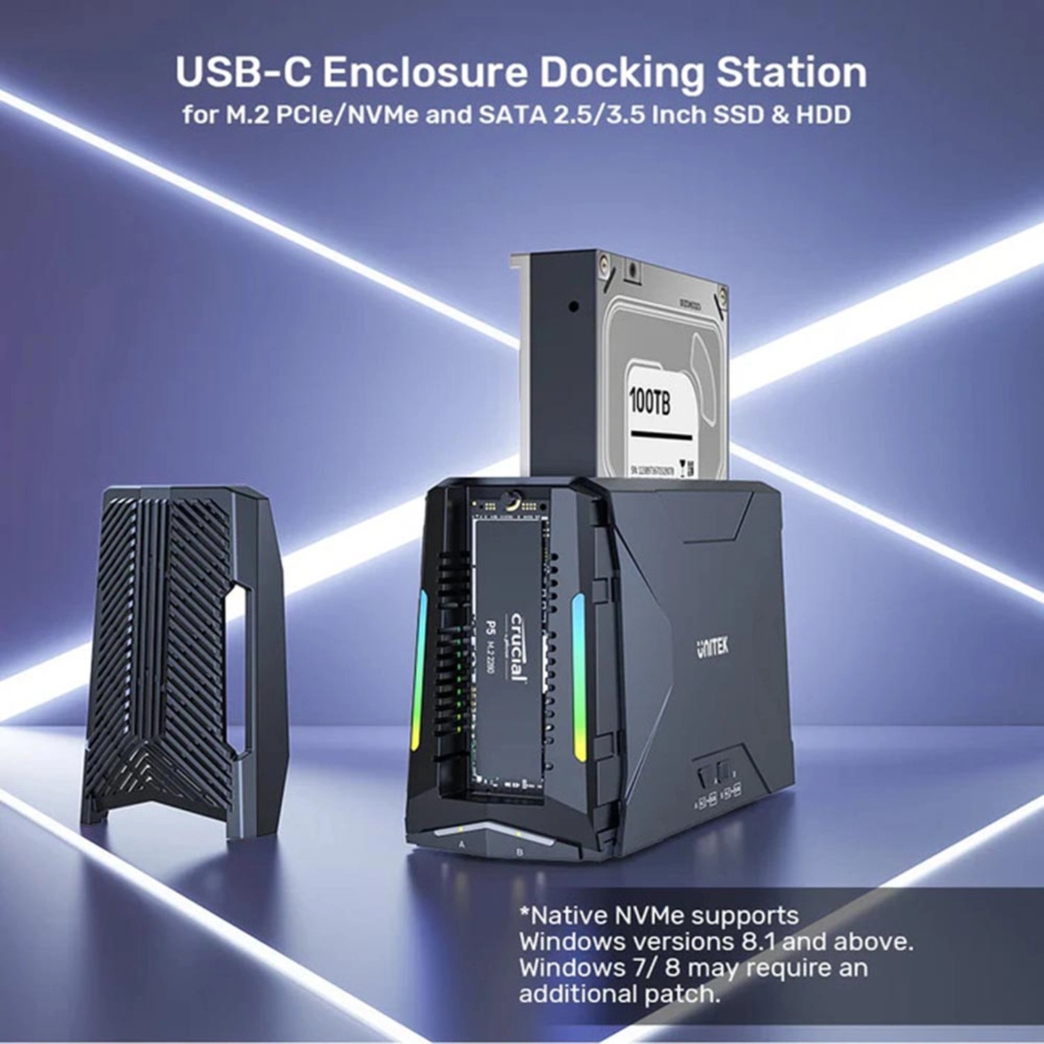 USB-C Enclosure Docking Station - USB-C SATA and PCIe 2.5”/3.5”