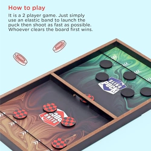 3-in-1 Wooden Board Game - Sling Puck Ludo Snakes & Ladders