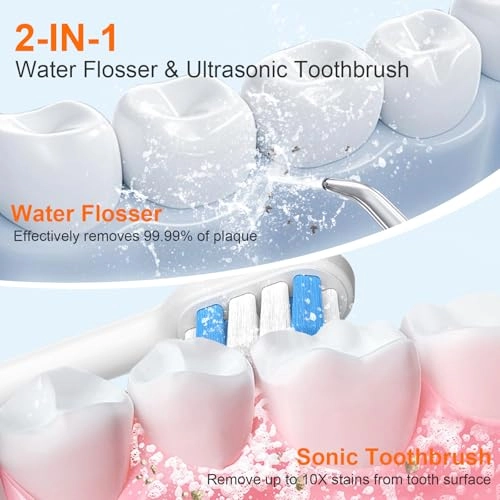 Sonic Electric Toothbrush - Rechargeable 2000mAh + Water Flosser - 2500mAh 300ml Tank