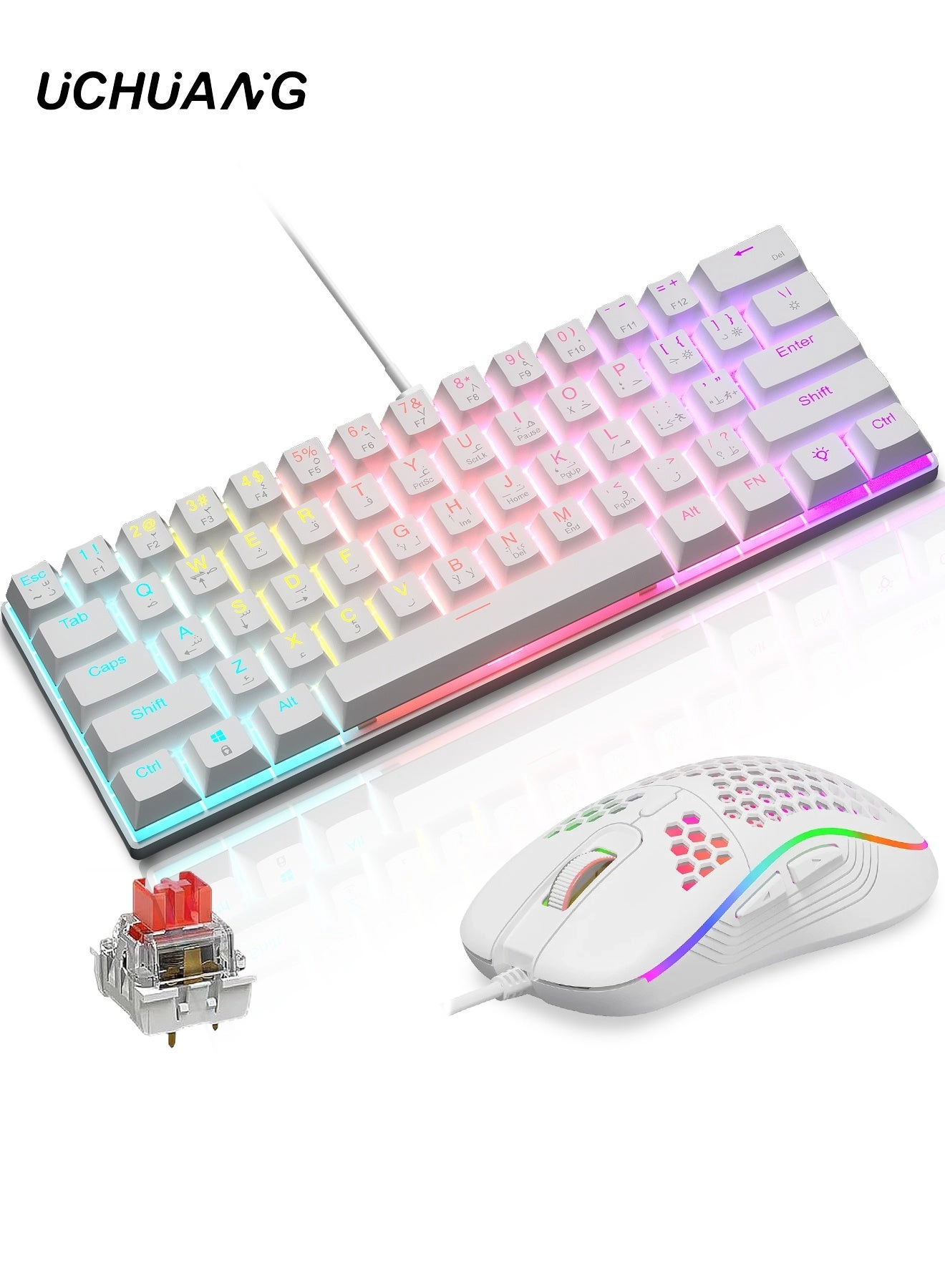 60% Gaming Keyboard + Honeycomb Optical Mouse