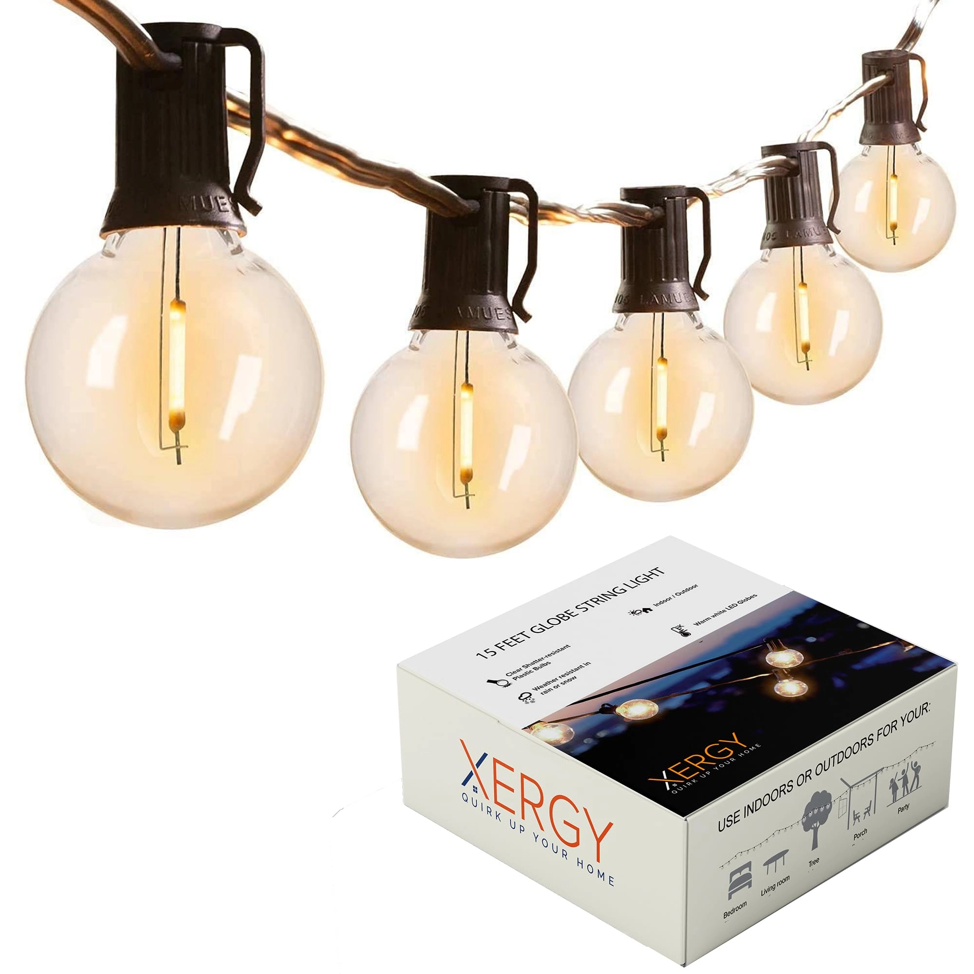 SRG Enterprises G40 Globe Light - 15Ft 15 LED Warm White