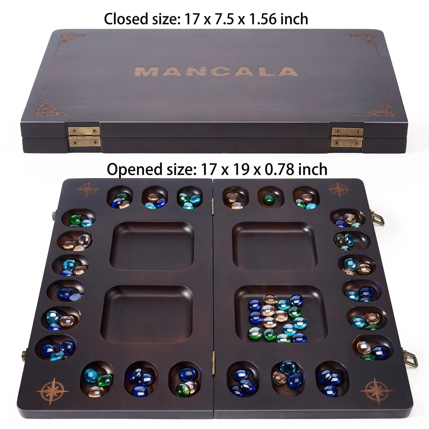 Mancala - 4 Player Folding Solid Wood