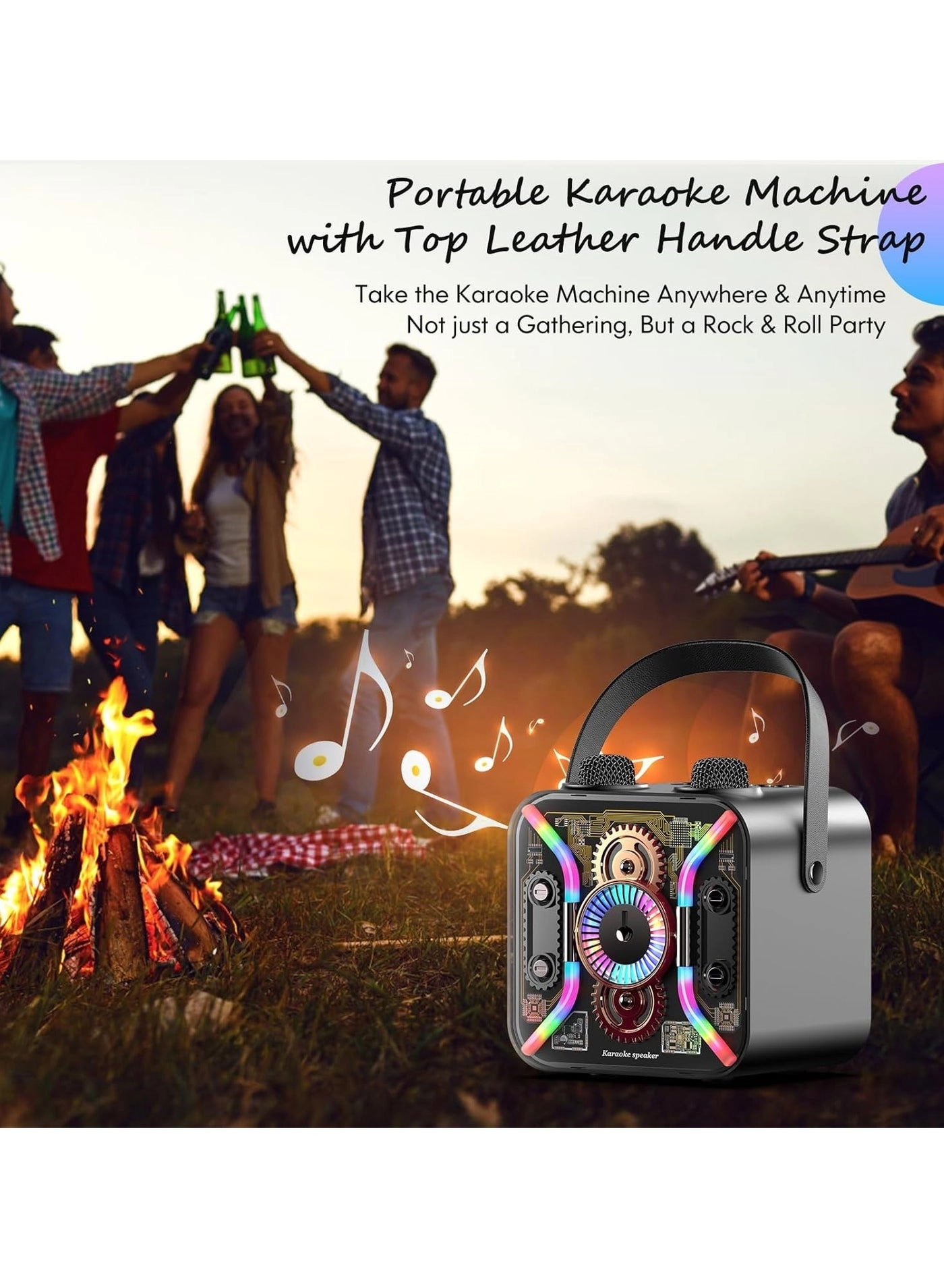 Portable Bluetooth Speaker PA System - 2 Wireless Microphones