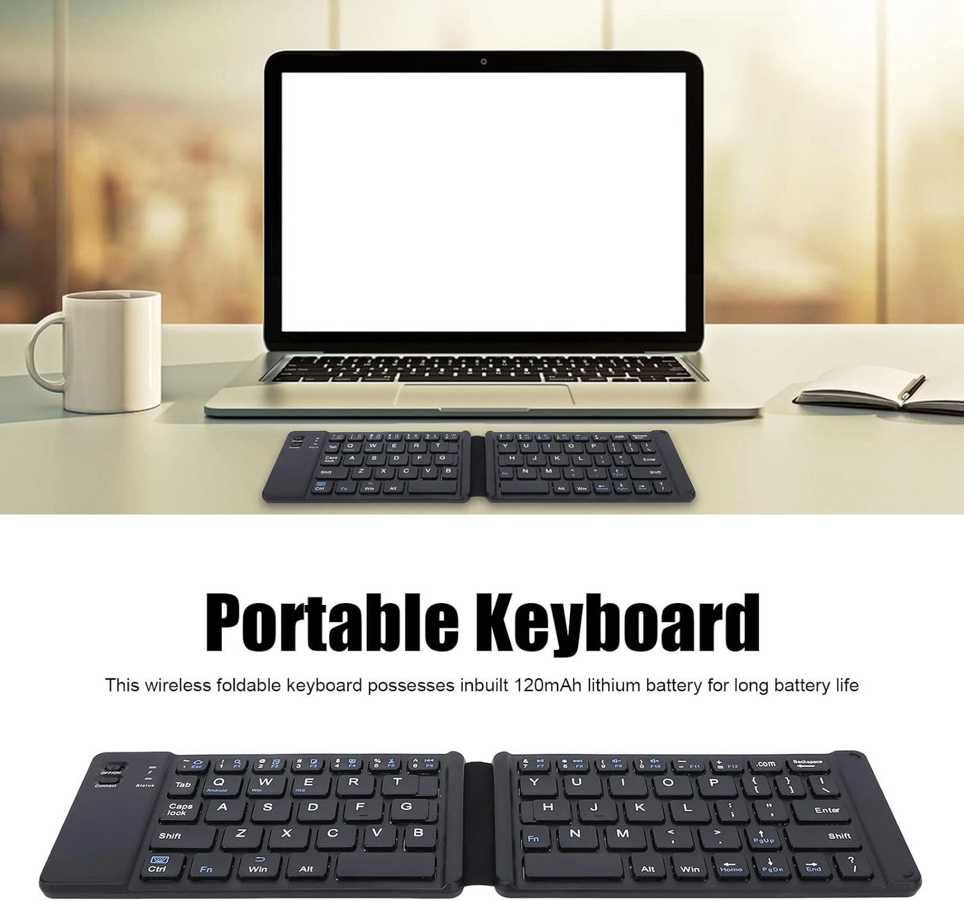 Foldable Bluetooth Keyboard - Portable Wireless Rechargeable