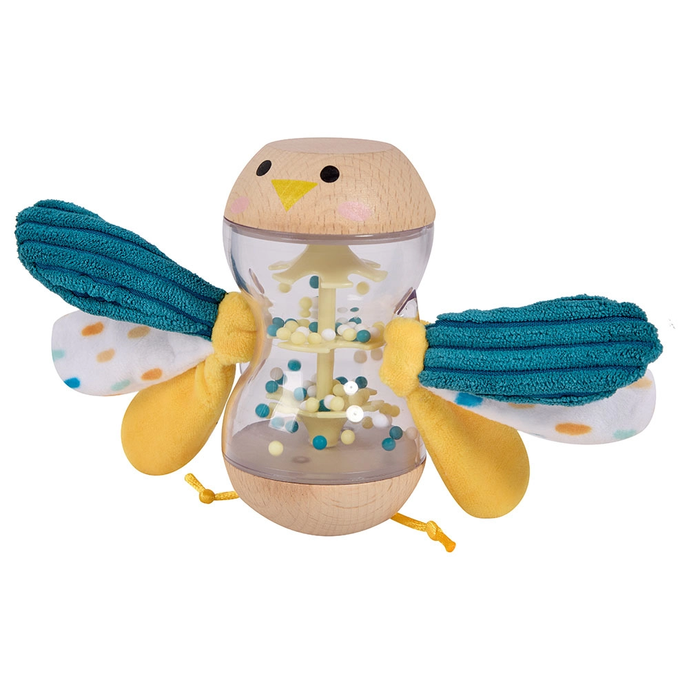 Cucu Bird Rattle - 0 month & above wood, plastic and fabric