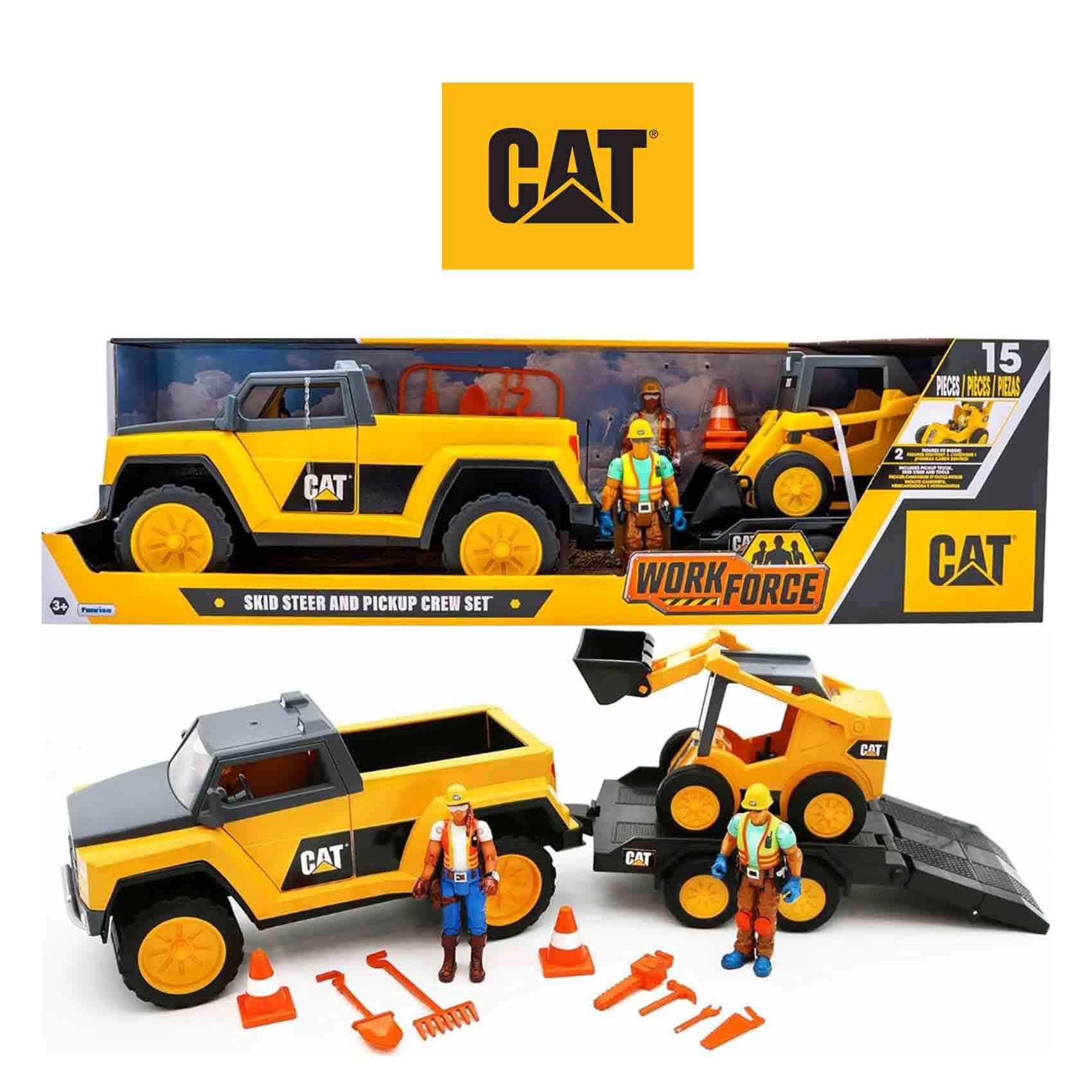 CAT Skid Steer + Pickup + Trailer - 15pcs
